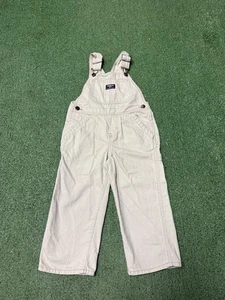 Vintage Y2K Oshkosh B'gosh Baby Overalls Size 4T Toddler White Workwear Grunge - Picture 1 of 16