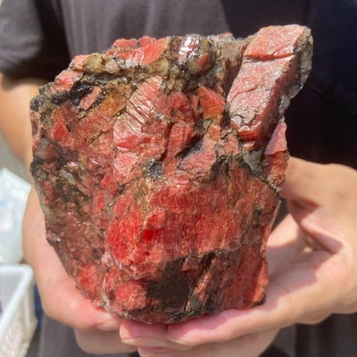 3.4LB  Raw Ore Red Black Rhodonite Quartz Gemstone Mineral Specimen - Image 1 of 4