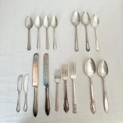 Lote de talheres vintage Silverplate – 16 peças colheres mistas garfos facas CONJUNTO B - Imagem 1 de 4