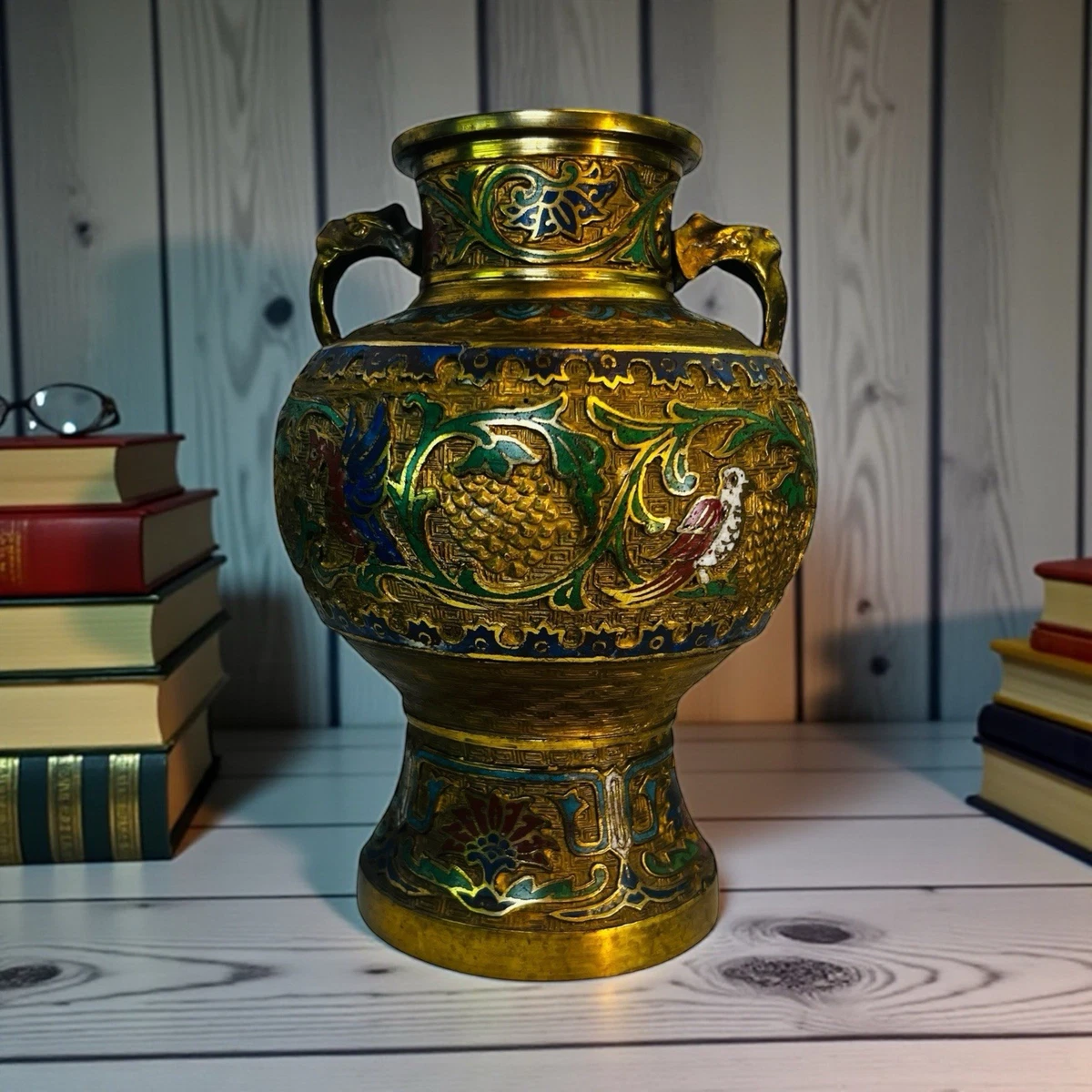 古董黄铜日本花瓶1900-1940 | eBay