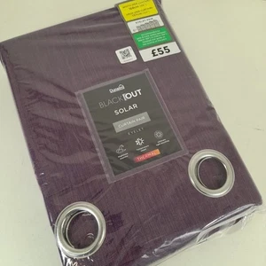 Dunelm Blackout Solar Eyelet Curtain Pair - Purple - W198cm D137cm - NWT - Picture 1 of 6