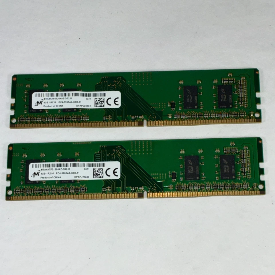8GB (2 X 4GB) Micron MTA4ATF51264AZ-3G2J1 DDR4 PC4-3200 Desktop Memory TESTED! - Image 1 of 4