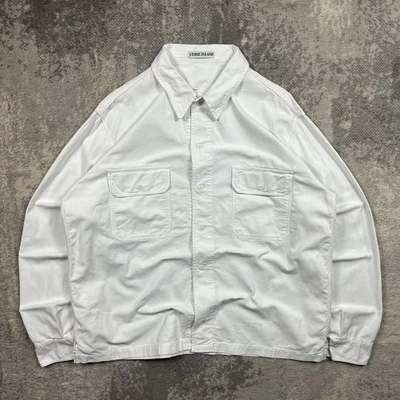 Vintage Stone Island Marina Button Up Shirt XXL Mens Made in Italy 1990s White - Image 1 of 4