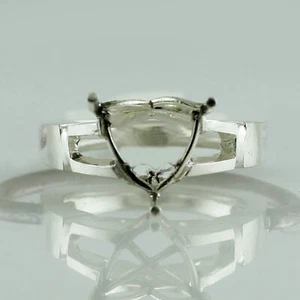 Semi Mount Trillion 10MM Faceted Cut Wedding Fine Ring 925 Sterling Silver - Picture 1 of 8