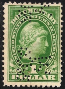 United States #R240 (R21) VF MINT - 191 $1 Liberty - Perfin - Picture 1 of 2