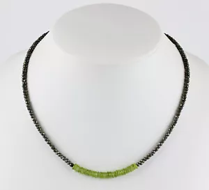 Collana in pirite con peridoto, collana di pietre preziose, sfaccettata, collier, collana, gioielli, verde - Foto 1 di 2