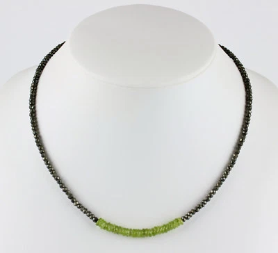 Pirite Collana con Peridoto,Preziose,Sfaccettato,Collier,Collana,Gioiello,Verde - Immagine 1 di 2