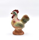 Ancienne tirelire barbotine faïence à casser coq french pink bank