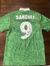 Jersey Umbro Mexico World Cup USA1994 Hugo Sanchez Autographed S WITH PROOF 9