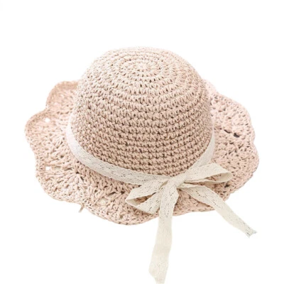 Parasol para niños Sombrero de paja Encaje Bebé Niña Gorra Plegable Protector solar Gorra de playa Foto 1 de 4