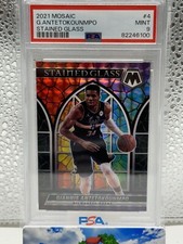 2021-22 Panini Mosaic Giannis Antetokounmpo Stained Glass Case Hit SSP PSA 9