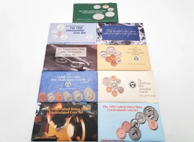 1990-1998 P and D Annual Uncirculated US Mint Coin Sets Lot 9 Sets - Image 1 of 4
