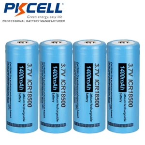 4x ICR 18500 3.7V 1400mAh Li-ion Rechargeable Batteries Button Top for Lights AU - Picture 1 of 6