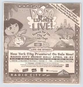 2003 DORA THE EXPLORER LIVE RADIO CITY MUSIC HALL NYC Vtg 6X6.5 Newspaper M407 - Picture 1 of 1