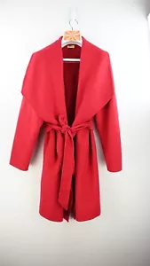 R.M.Williams women's wool blend coat with waist tie in crimson size UK18 - Foto 1 di 13
