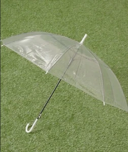 Chic Clear Wedding Umbrellas Bubble Stick JHook Handle AutoOpen Windproof 2Pcs - Picture 1 of 7