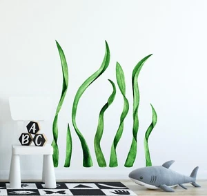 Green Seaweed Wall Decal Set of 7 Ocean Sea Removable Fabric Wall Sticker - Picture 1 of 5