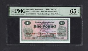 Northern Ireland One Pound 1970 P187as Specimen Uncirculated Grade 65 - Picture 1 of 2