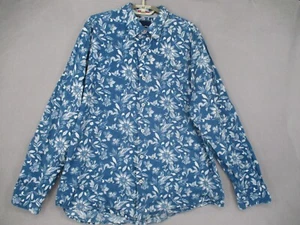 Tommy Bahama Shirt Mens Extra Large Blue Silk White Island Crafted Floral Button - Picture 1 of 15