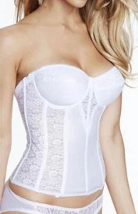 Dominique White Lace Bridal Colette Boned Longline Corset Torsolette Sz 38B - Picture 1 of 5