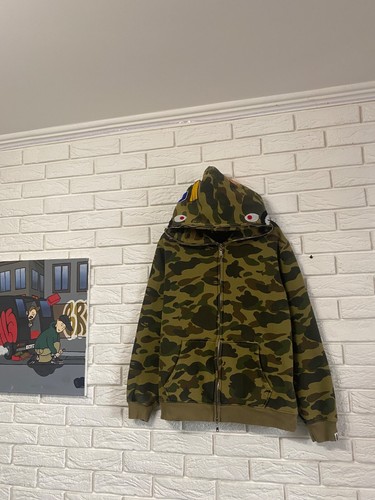 A BATHING APE (BAPE) Felpa con cappuccio e zip intera A Bathing Ape Bape 1st Camo Shark taglia XL
