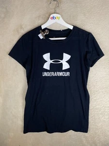 Under Armour T-Shirts Top Size XS Womens Black Logo Short Sleeve - Picture 1 of 10