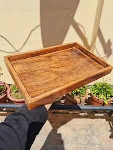 Wood Serving Tray Platter for Breakfast Serving Food Rectangular Butler Tray Tea - Picture 1 of 7