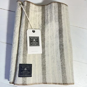 Infinity Schal Faribault Woolen Mills Oatmeal Taupe Streifen 100% Wolle - Bild 1 von 4