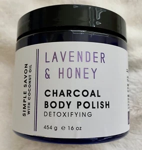 New Simple Savon HOME & BODY COMPANY Lavender Honey Charcoal Body Scrub 16 oz - Picture 1 of 2