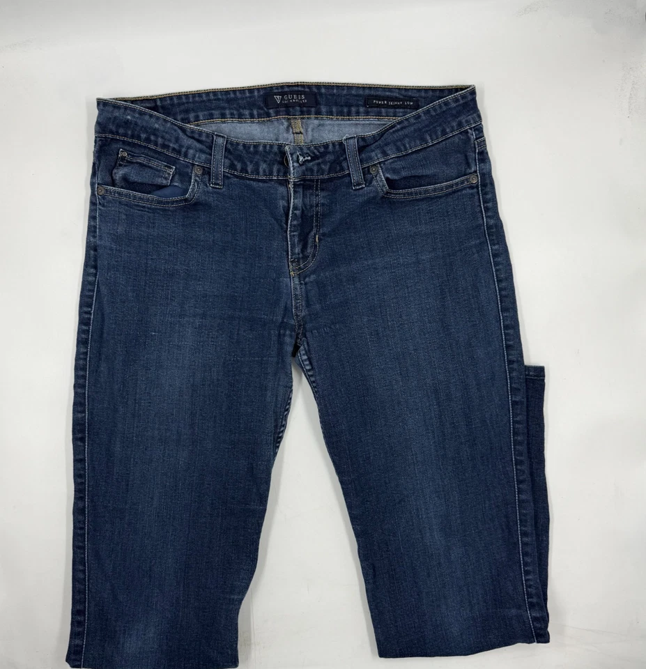 Guess Los Angeles Womens Power Skinny Low Jeans Size 32 Blue Cotton Blend Jeans - Image 1 of 4