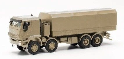 HERPA, IVECO Trakker 8x8 avec plateau bâché beige sable, échelle 1/87, HER746984 - Photo 1/1