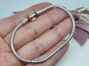 Genuino Pandora Momentos Oro Rosa Cierre Serpiente Cadena Pulsera ALE MET💕18,5 cm R11 - Imagen 1 de 9