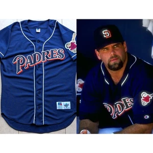 Camiseta Russell Diamond de los Padres de San Diego 1997-1998 44 M azul marino naranja MLB vintage - Imagen 1 de 15
