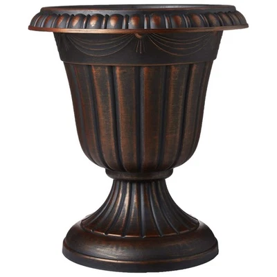 Urna de pedestal tradicional para jardinera de cobre cepillado para uso en interiores y exteriores 16X18 Foto 1 de 4