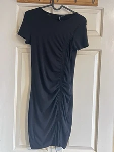 BNWT! H&M Black Short Sleeve, Ruched Detail Midi Bodycon Dress, Size:S - Picture 1 of 4