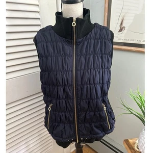 CALVIN KLEIN PERFORMANCE Womens Puffer Vest 2XL Navy Blue Full Gold Zip Outdoor - Picture 1 of 9