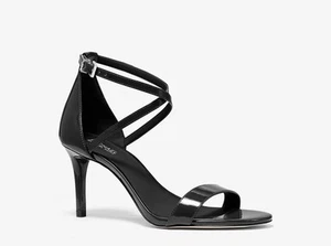 Michael Kors Ava Mid Sandal Patent Leather Black Size 9M - Picture 1 of 3