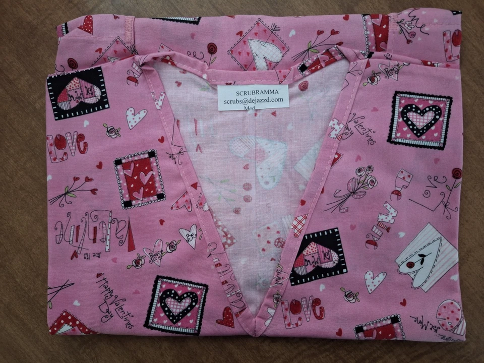 Love All Over Medical Scrub Shirt SIZE MEDIUM - Image 1 of 1