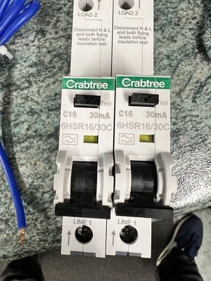 2 x Crabtree 6HSR16/30C RCBO .  16 Amp/ 30mA type C. - Image 1 of 2