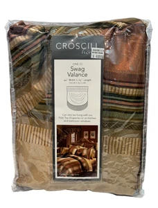 Croscill Swag Valance Carrington Stripe 44"W x 25"L Multicolore Oro Verde Spezia - Foto 1 di 8