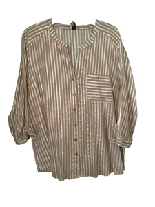 Anne Klein hellbraun Kombi Damen Langarm Fronttasche Streifen Schleifen Etikett - Bild 1 von 10