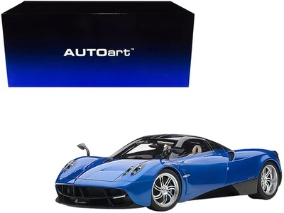 1/12 Pagani Huayra Metallic Blue Black Top Silver Wheels Autoart Model Car - Image 1 of 4