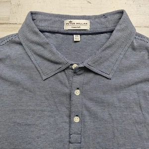 Peter Millar Crown Soft Polo Golf Shirt 2XL XXL Blue Striped Pima Silk Blend - Picture 1 of 6