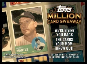 2010 Topps Update #TMC-30 Mickey Mantle Million Card Giveaway - Picture 1 of 2