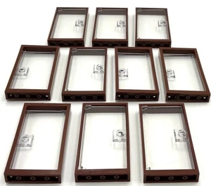 Lego 10 New Reddish Brown Door Frames 1 x 4 x 6 w/ 2 Holes on Top w/ Glass Parts - Picture 1 of 1