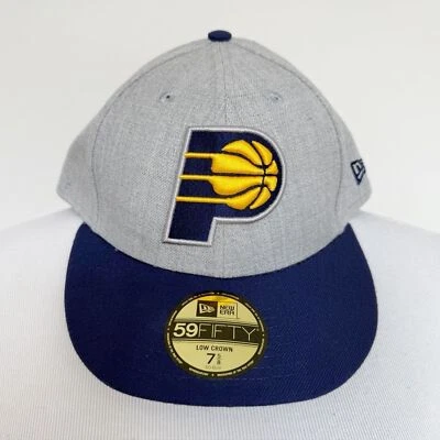 New Era Indiana Pacers Fitted Hat Mens Size 7 5/8 NBA Fan Gear Gift Gray Blue - Image 1 of 4