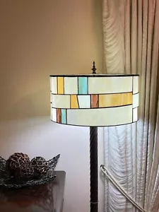 Free Postage JT Tiffany Stained Glass 16 Inch Drum Style Floor Lamp Home Art - Picture 1 of 11