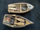 2 Vintage Handmade Small Wooden Model Boats/ Sailing, Rowing Boats