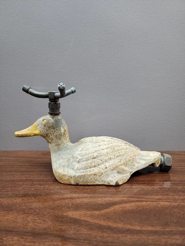 RARE! Vintage Cast Iron Brass Duck Lawn Sprinkler Antique Old Goose Geese Duck Cover