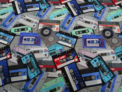 BAUMWOLLJERSEY Schöner Kinderstoff KASSETTEN 32 cm x 78 cm  - Bild 1 von 4